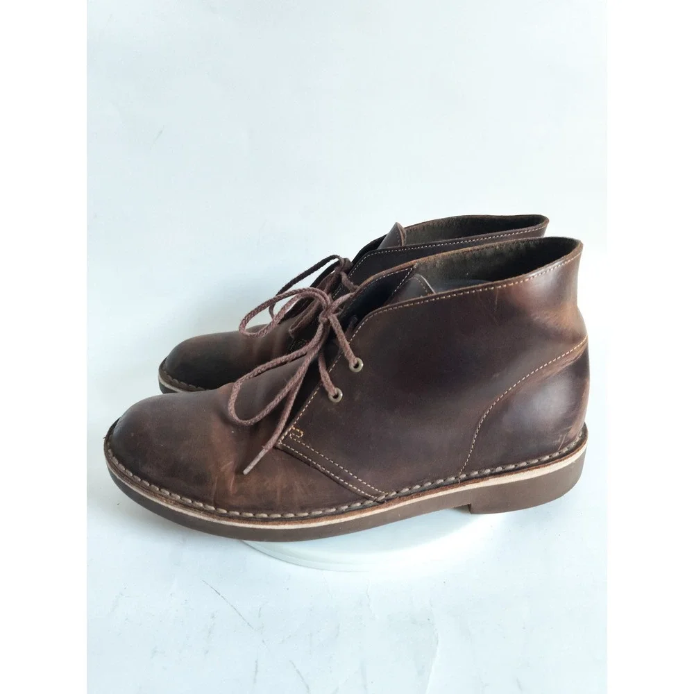 Clarks Chukka Boots 9 Desert Beeswax Bushacre Leather Lace Up Mens Shoes Brown